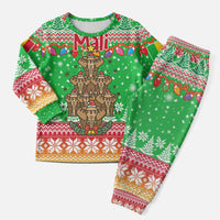 Mali Christmas Pajama Set with Cartoon Elephant Pyramid Snowflakes and Holiday Lights - Wonder Print Shop