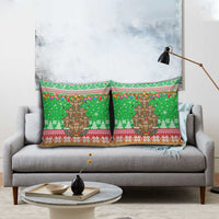Mali Christmas Pillow Cover with Cartoon Elephant Pyramid Snowflakes and Holiday Lights - Wonder Print Shop