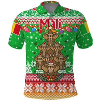 Mali Christmas Polo Shirt with Cartoon Elephant Pyramid Snowflakes and Holiday Lights - Wonder Print Shop