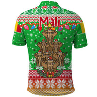 Mali Christmas Polo Shirt with Cartoon Elephant Pyramid Snowflakes and Holiday Lights - Wonder Print Shop
