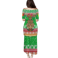 Mali Christmas Puletasi with Cartoon Elephant Pyramid Snowflakes and Holiday Lights - Wonder Print Shop