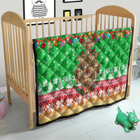 Mali Christmas Quilt with Cartoon Elephant Pyramid Snowflakes and Holiday Lights - Wonder Print Shop