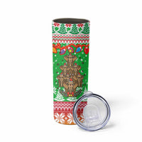 Mali Christmas Skinny Tumbler with Cartoon Elephant Pyramid Snowflakes and Holiday Lights - Wonder Print Shop