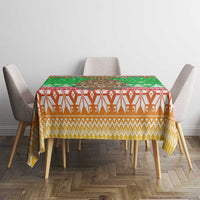 Mali Christmas Tablecloth with Cartoon Elephant Pyramid Snowflakes and Holiday Lights - Wonder Print Shop