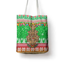Mali Christmas Tote Bag with Cartoon Elephant Pyramid Snowflakes and Holiday Lights - Wonder Print Shop