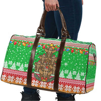 Mali Christmas Travel Bag with Cartoon Elephant Pyramid Snowflakes and Holiday Lights - Wonder Print Shop