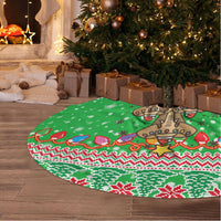 Mali Christmas Tree Skirt with Cartoon Elephant Pyramid Snowflakes and Holiday Lights - Wonder Print Shop