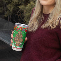 Mali Christmas Tumbler Cup with Cartoon Elephant Pyramid Snowflakes and Holiday Lights - Wonder Print Shop