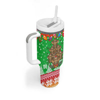Mali Christmas Tumbler With Handle with Cartoon Elephant Pyramid Snowflakes and Holiday Lights - Wonder Print Shop