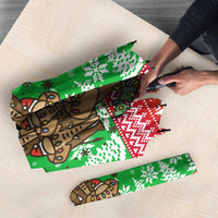 Mali Christmas Umbrella with Cartoon Elephant Pyramid Snowflakes and Holiday Lights - Wonder Print Shop