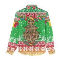 Mali Christmas Women Casual Shirt with Cartoon Elephant Pyramid Snowflakes and Holiday Lights - Wonder Print Shop