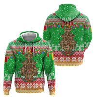 Mali Christmas Zip Hoodie with Cartoon Elephant Pyramid Snowflakes and Holiday Lights - Wonder Print Shop