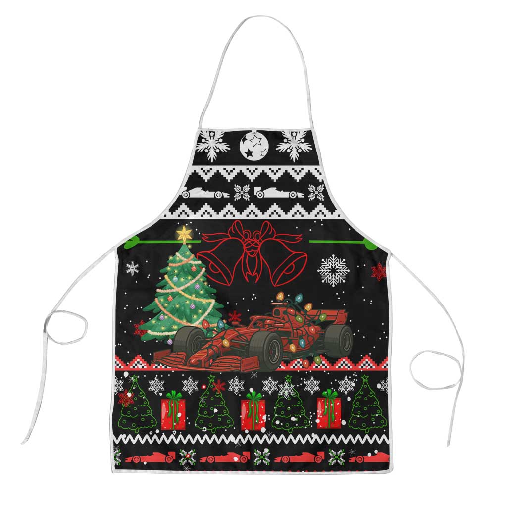 Monaco Christmas Apron with Race Car Christmas Tree and Snowflake Holiday - Wonder Print Shop