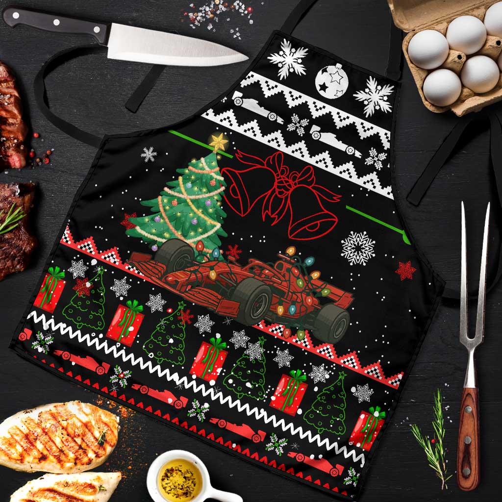 Monaco Christmas Apron with Race Car Christmas Tree and Snowflake Holiday - Wonder Print Shop