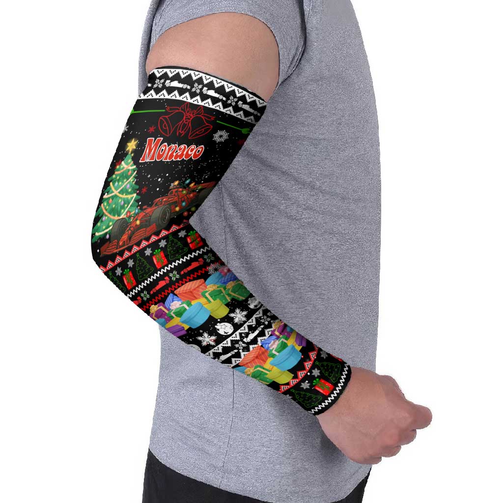 Monaco Christmas Arm Sleeves with Race Car Christmas Tree and Snowflake Holiday - Wonder Print Shop