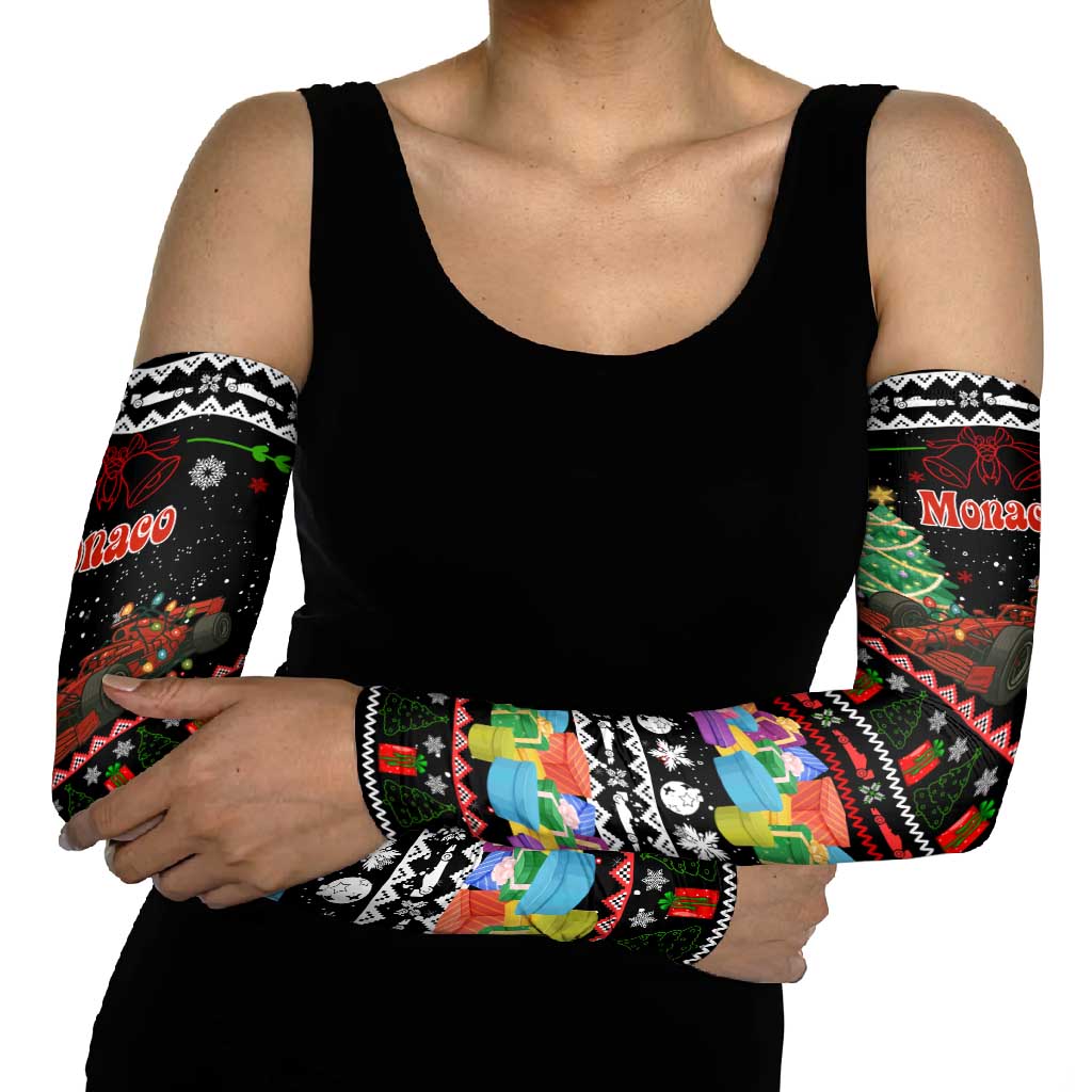 Monaco Christmas Arm Sleeves with Race Car Christmas Tree and Snowflake Holiday - Wonder Print Shop