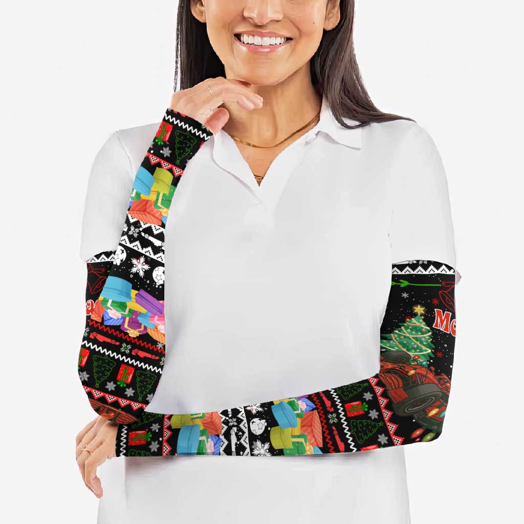 Monaco Christmas Arm Sleeves with Race Car Christmas Tree and Snowflake Holiday - Wonder Print Shop
