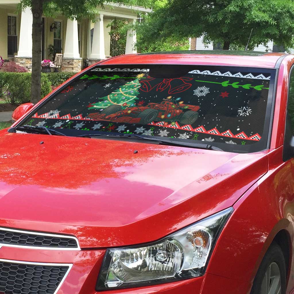 Monaco Christmas Auto Sun Shade with Race Car Christmas Tree and Snowflake Holiday - Wonder Print Shop