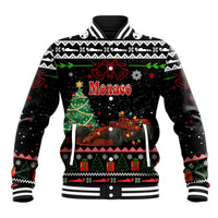 Monaco Christmas Baseball Jacket with Race Car Christmas Tree and Snowflake Holiday - Wonder Print Shop