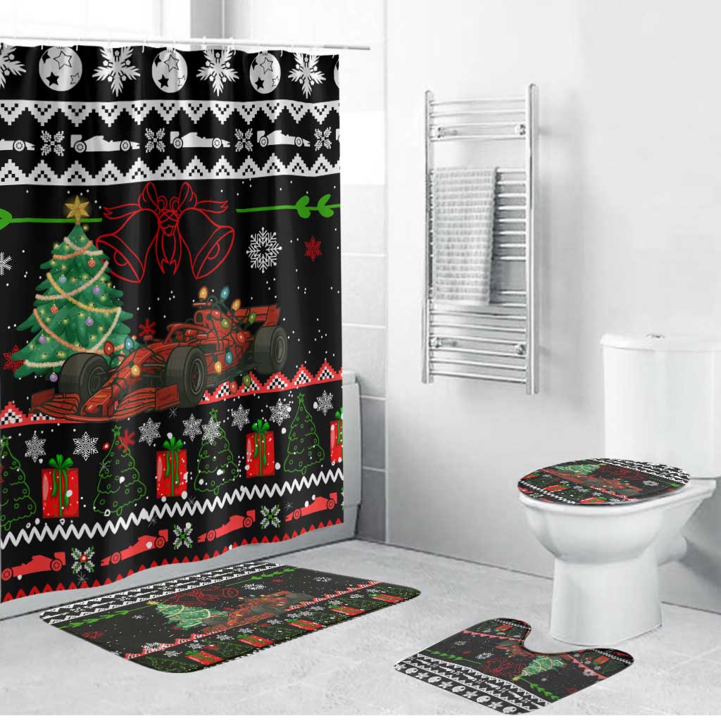 Monaco Christmas Bathroom Set with Race Car Christmas Tree and Snowflake Holiday - Wonder Print Shop