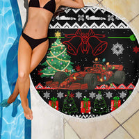 Monaco Christmas Beach Blanket with Race Car Christmas Tree and Snowflake Holiday - Wonder Print Shop