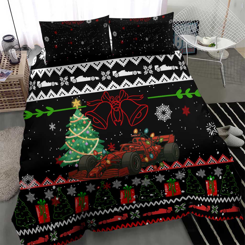Monaco Christmas Bedding Set with Race Car Christmas Tree and Snowflake Holiday - Wonder Print Shop