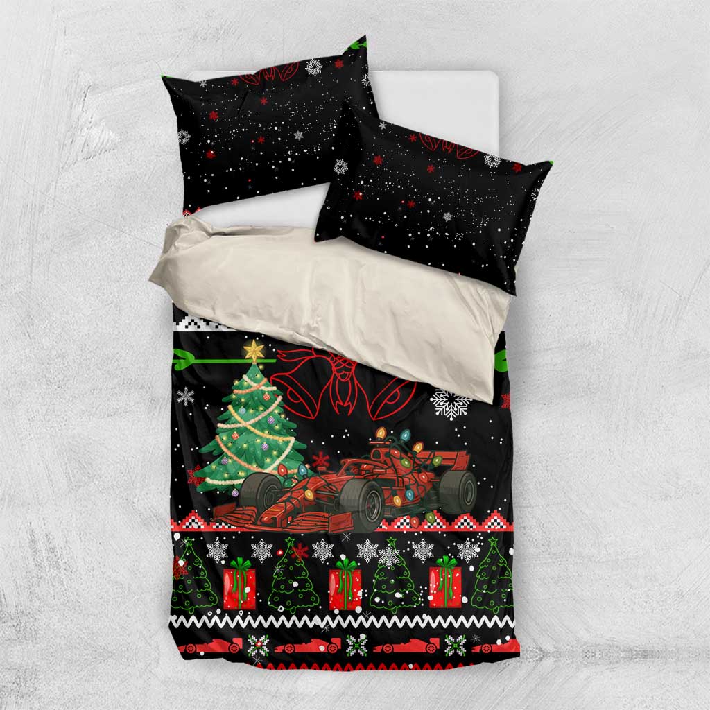Monaco Christmas Bedding Set with Race Car Christmas Tree and Snowflake Holiday - Wonder Print Shop