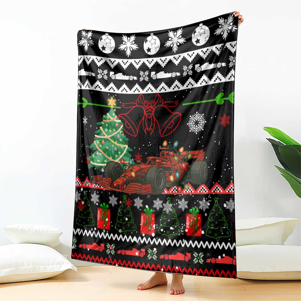 Monaco Christmas Blanket with Race Car Christmas Tree and Snowflake Holiday - Wonder Print Shop