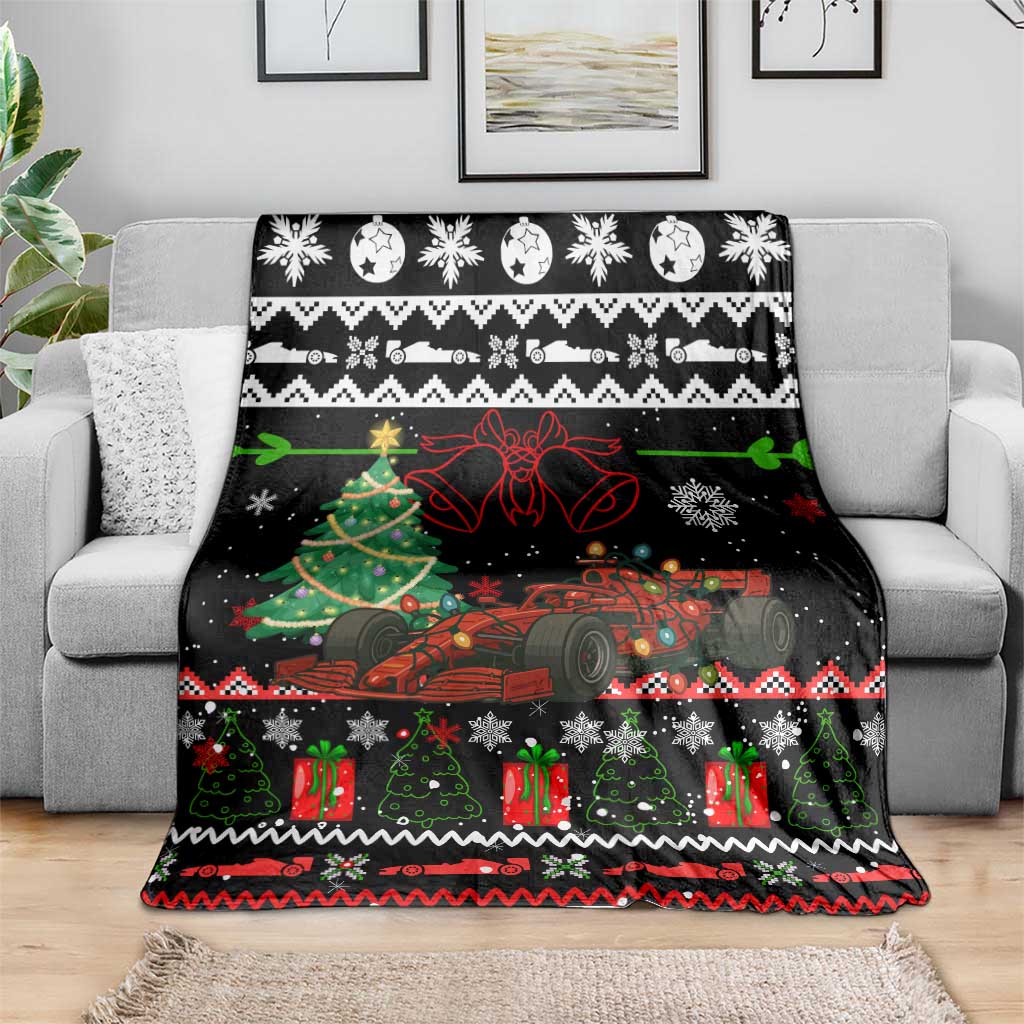 Monaco Christmas Blanket with Race Car Christmas Tree and Snowflake Holiday - Wonder Print Shop