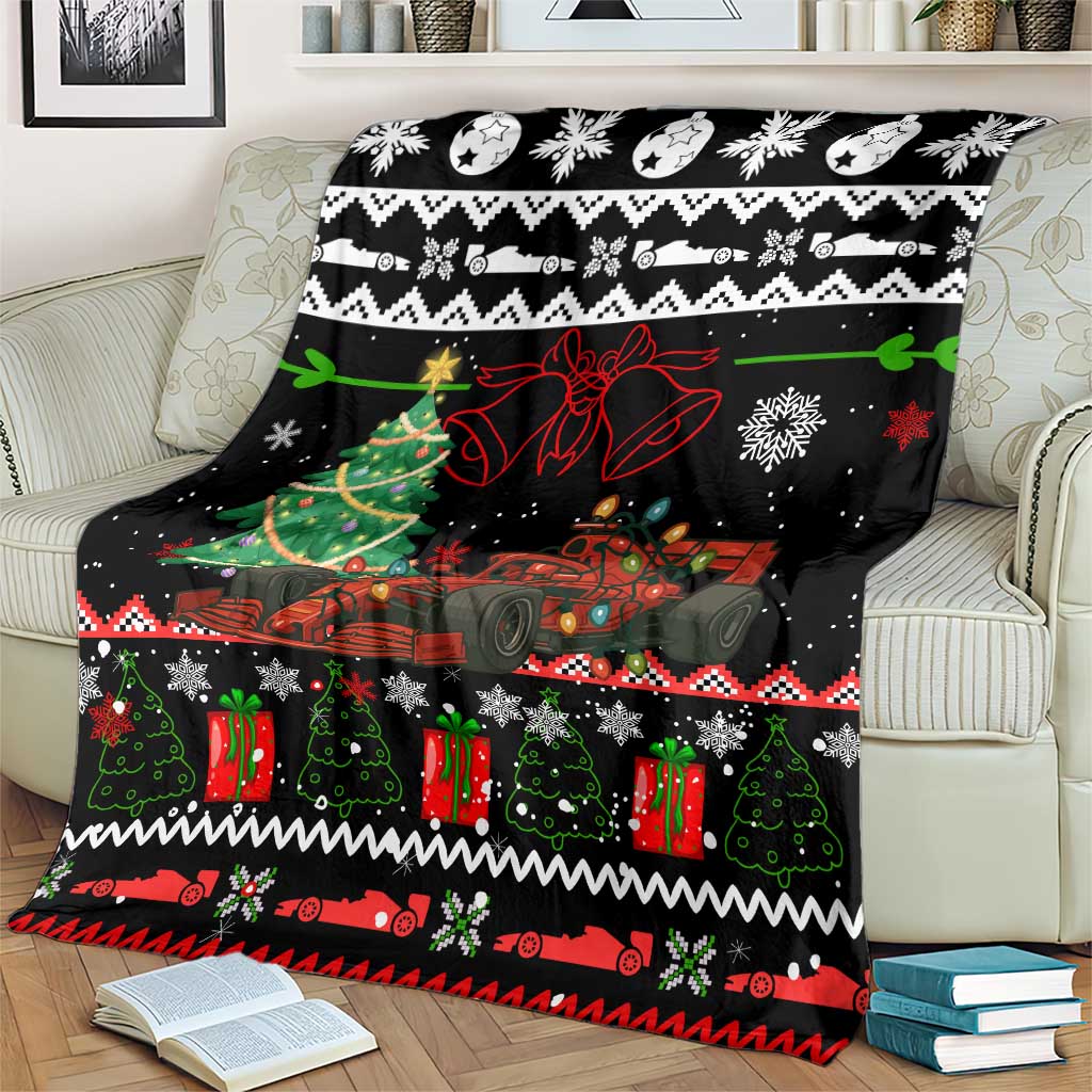 Monaco Christmas Blanket with Race Car Christmas Tree and Snowflake Holiday - Wonder Print Shop