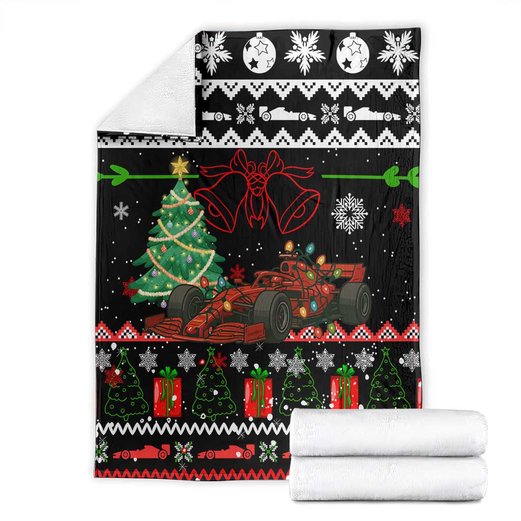 Monaco Christmas Blanket with Race Car Christmas Tree and Snowflake Holiday - Wonder Print Shop