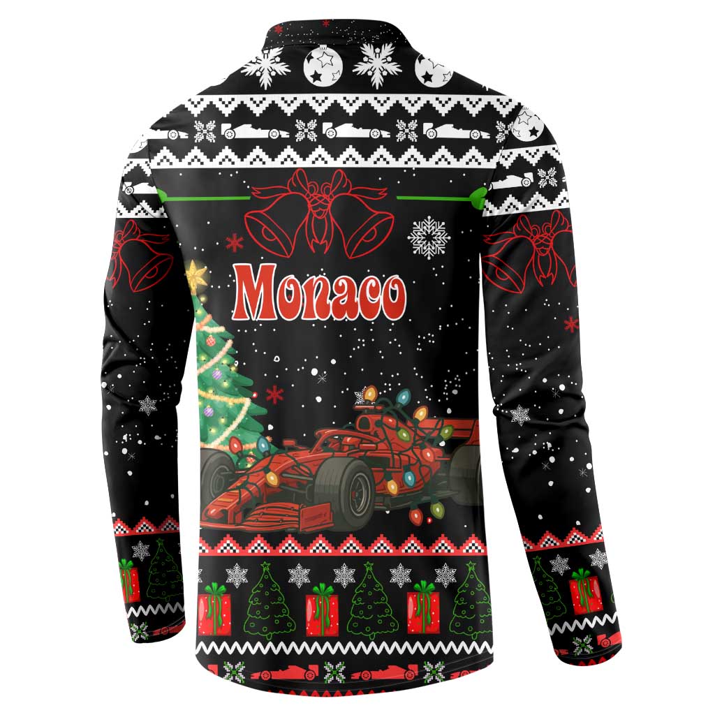 Monaco Christmas Button Sweatshirt with Race Car Christmas Tree and Snowflake Holiday - Wonder Print Shop