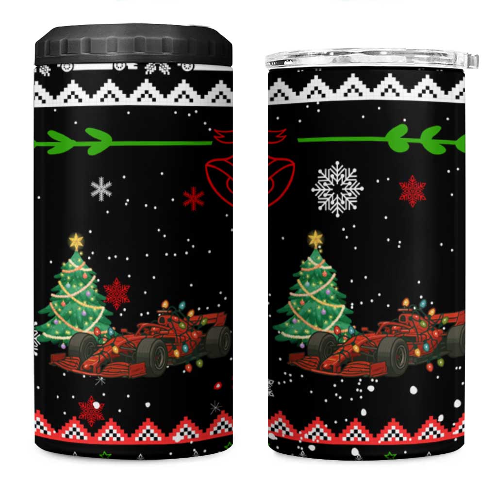Monaco Christmas 4 in 1 Can Cooler Tumbler with Race Car Christmas Tree and Snowflake Holiday - Wonder Print Shop
