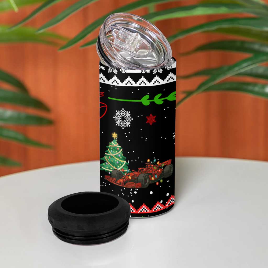 Monaco Christmas 4 in 1 Can Cooler Tumbler with Race Car Christmas Tree and Snowflake Holiday - Wonder Print Shop