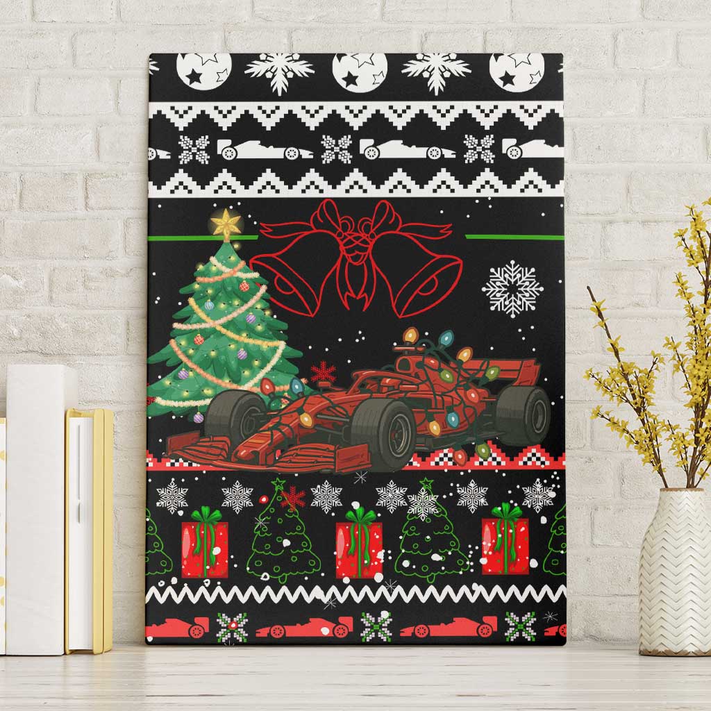 Monaco Christmas Canvas Wall Art with Race Car Christmas Tree and Snowflake Holiday - Wonder Print Shop
