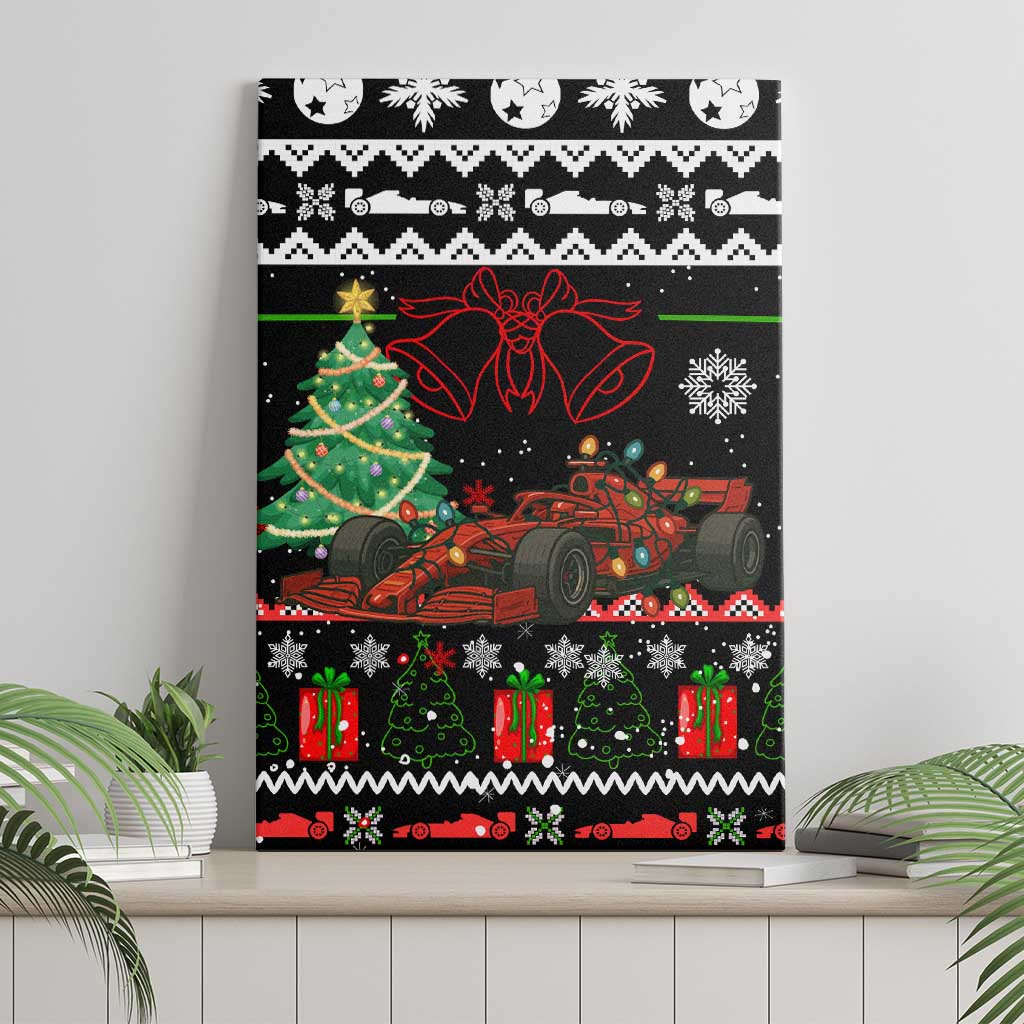 Monaco Christmas Canvas Wall Art with Race Car Christmas Tree and Snowflake Holiday - Wonder Print Shop