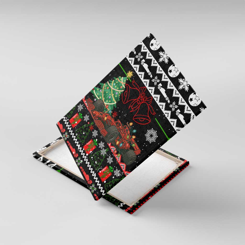 Monaco Christmas Canvas Wall Art with Race Car Christmas Tree and Snowflake Holiday - Wonder Print Shop