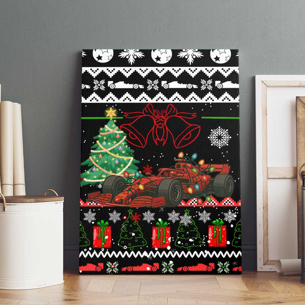 Monaco Christmas Canvas Wall Art with Race Car Christmas Tree and Snowflake Holiday - Wonder Print Shop
