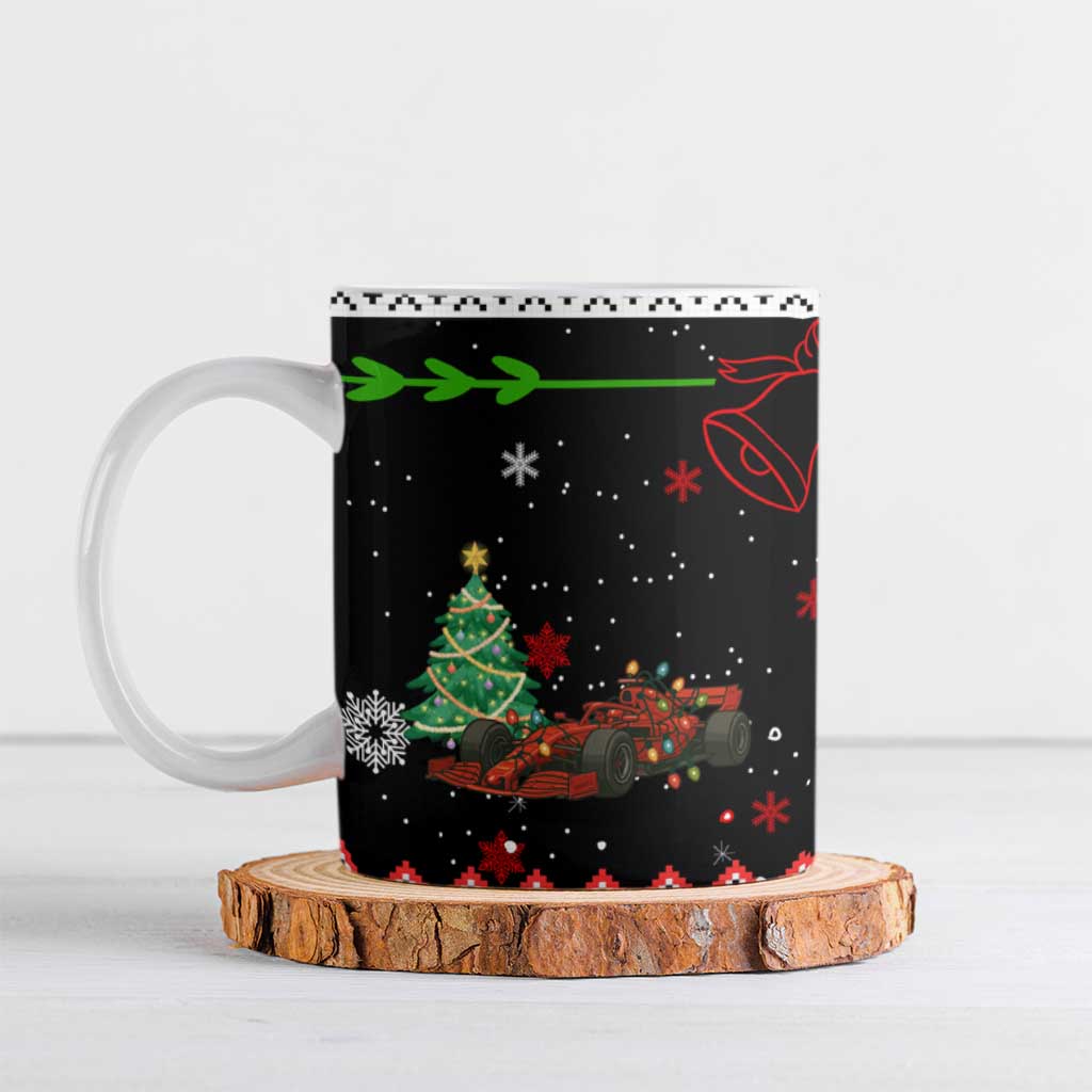 Monaco Christmas Ceramic Mug with Race Car Christmas Tree and Snowflake Holiday - Wonder Print Shop