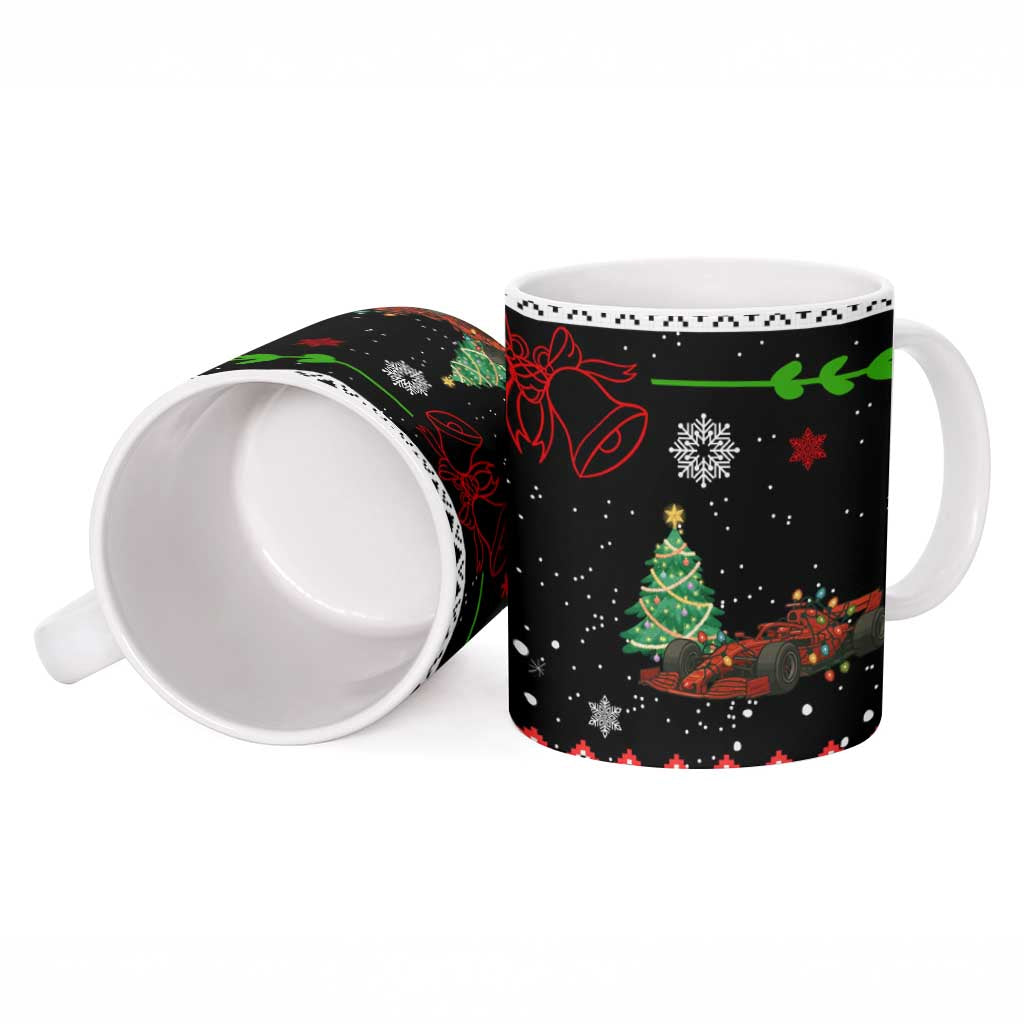 Monaco Christmas Ceramic Mug with Race Car Christmas Tree and Snowflake Holiday - Wonder Print Shop