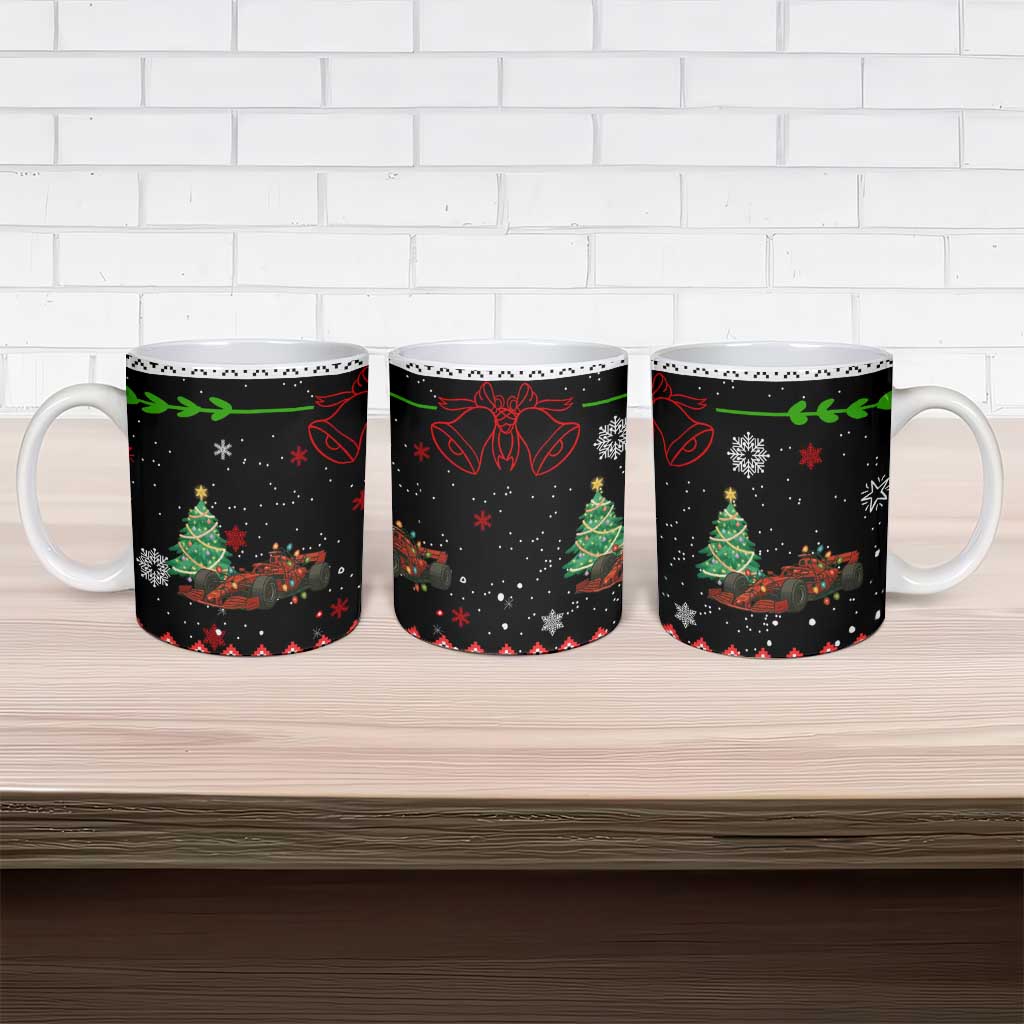 Monaco Christmas Ceramic Mug with Race Car Christmas Tree and Snowflake Holiday - Wonder Print Shop