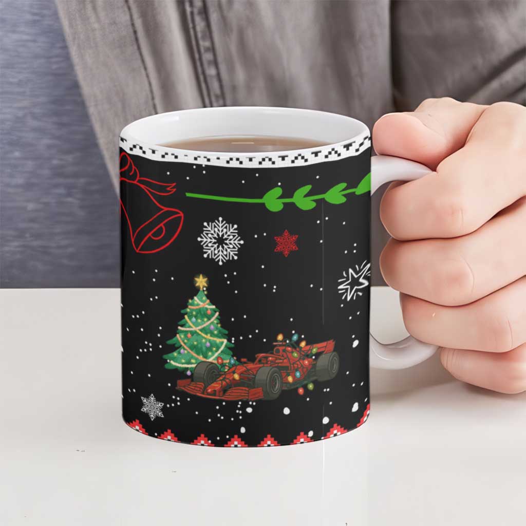 Monaco Christmas Ceramic Mug with Race Car Christmas Tree and Snowflake Holiday - Wonder Print Shop
