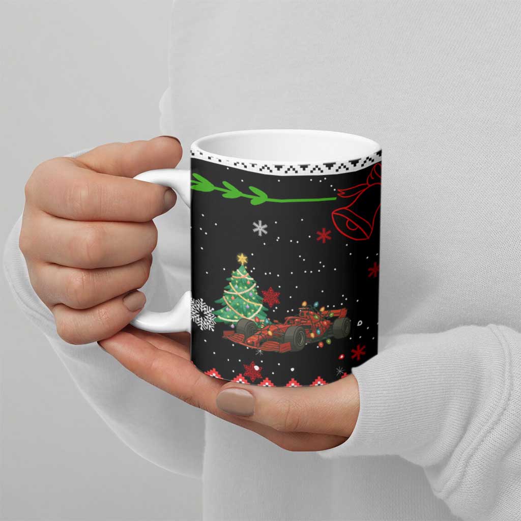Monaco Christmas Ceramic Mug with Race Car Christmas Tree and Snowflake Holiday - Wonder Print Shop