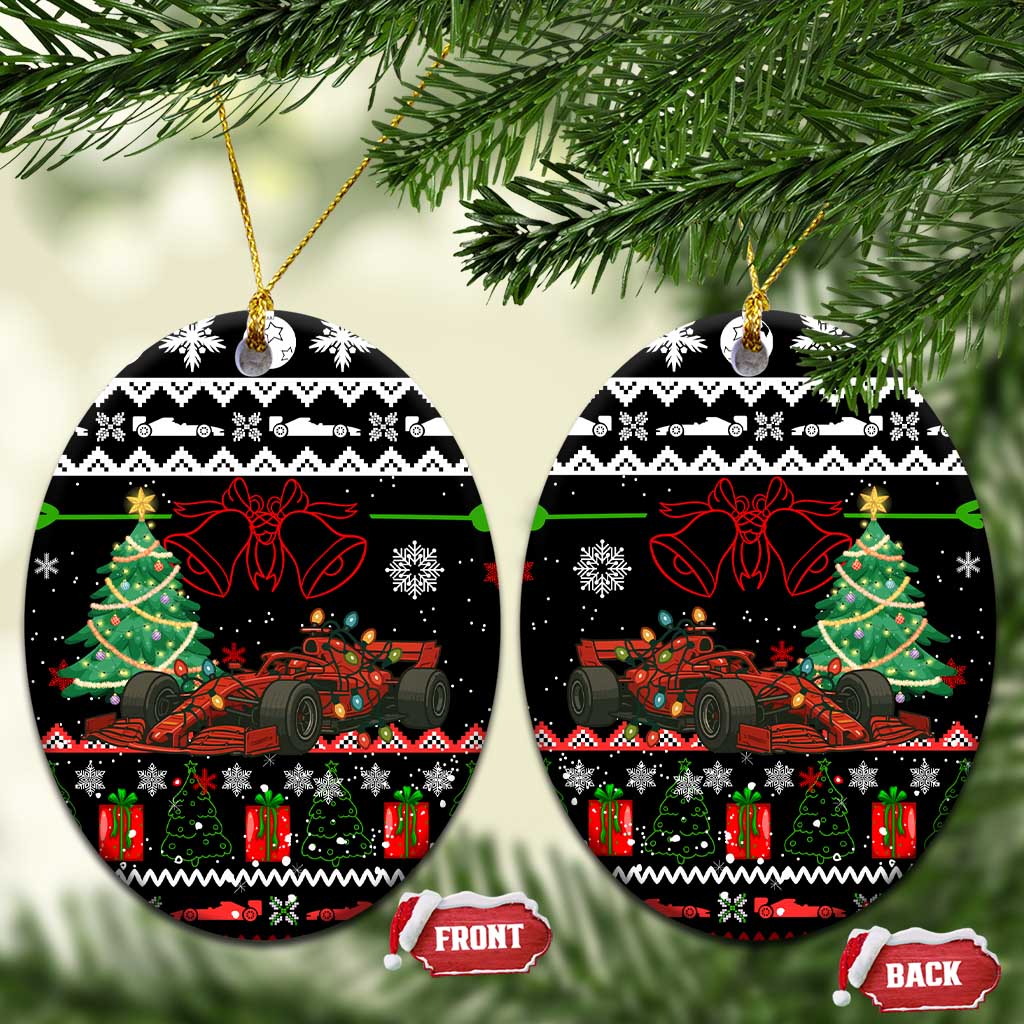 Monaco Christmas Ceramic Ornament with Race Car Christmas Tree and Snowflake Holiday - Wonder Print Shop