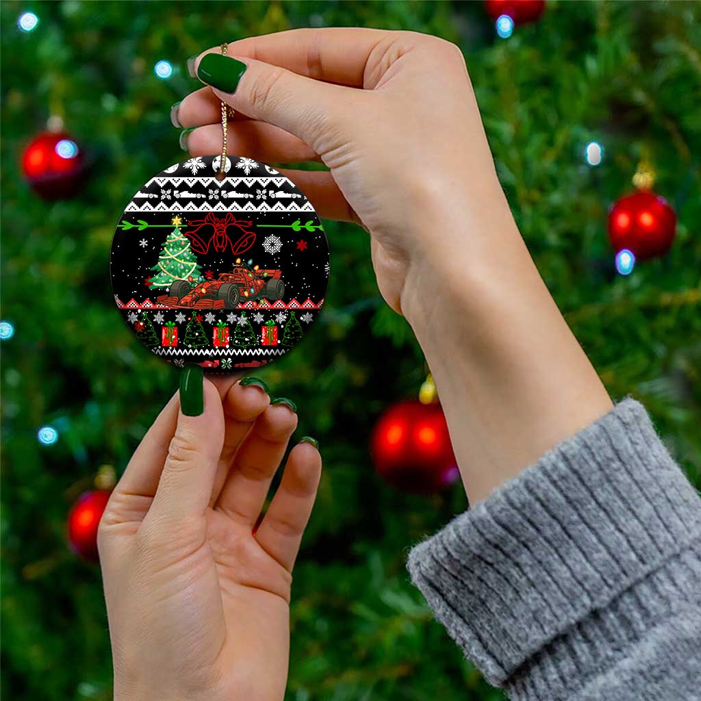 Monaco Christmas Ceramic Ornament with Race Car Christmas Tree and Snowflake Holiday - Wonder Print Shop