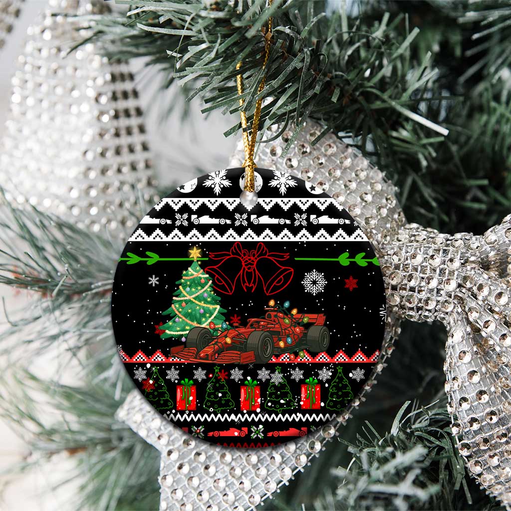 Monaco Christmas Ceramic Ornament with Race Car Christmas Tree and Snowflake Holiday - Wonder Print Shop
