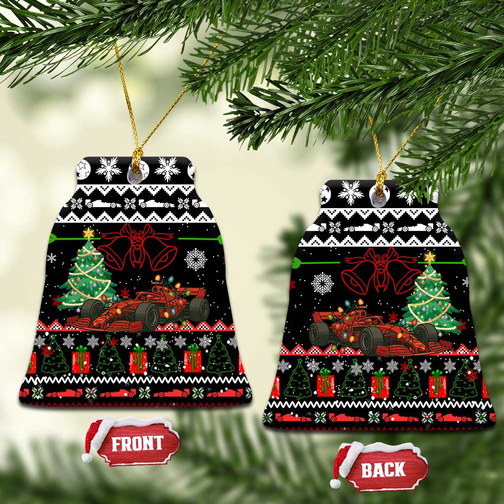 Monaco Christmas Ceramic Ornament with Race Car Christmas Tree and Snowflake Holiday - Wonder Print Shop