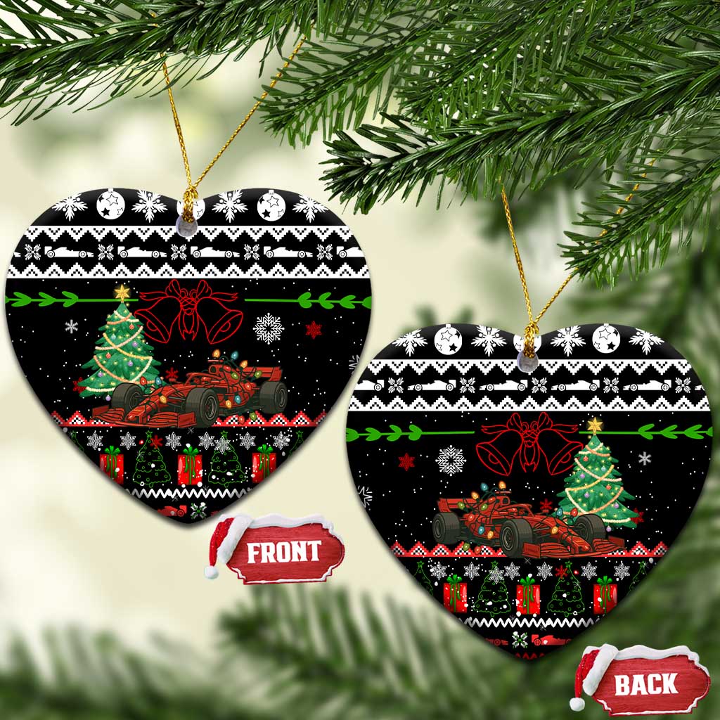 Monaco Christmas Ceramic Ornament with Race Car Christmas Tree and Snowflake Holiday - Wonder Print Shop