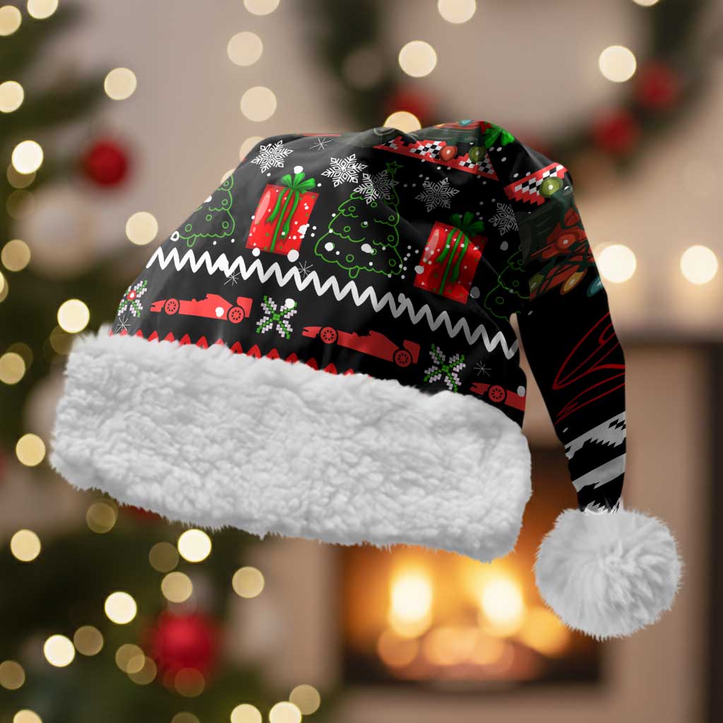 Monaco Christmas Santa Hat with Race Car Christmas Tree and Snowflake Holiday - Wonder Print Shop