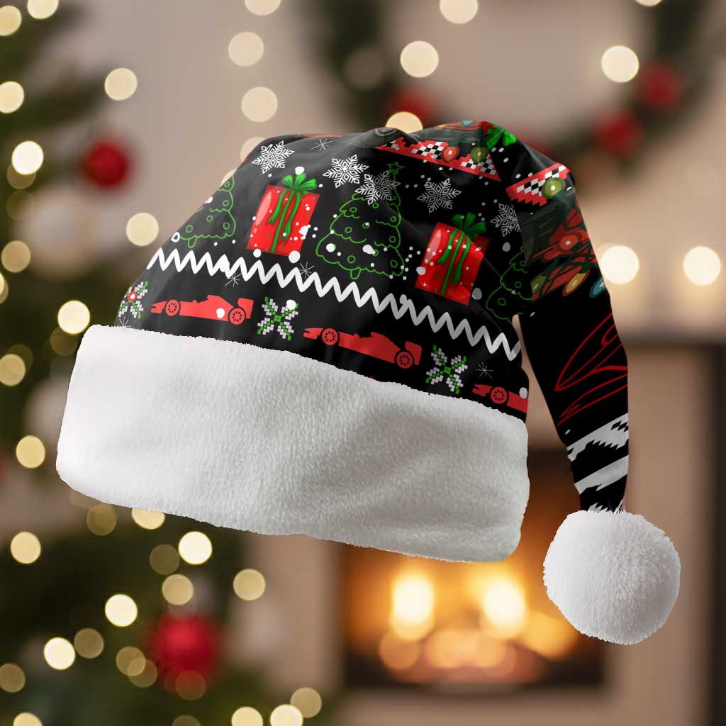 Monaco Christmas Santa Hat with Race Car Christmas Tree and Snowflake Holiday - Wonder Print Shop